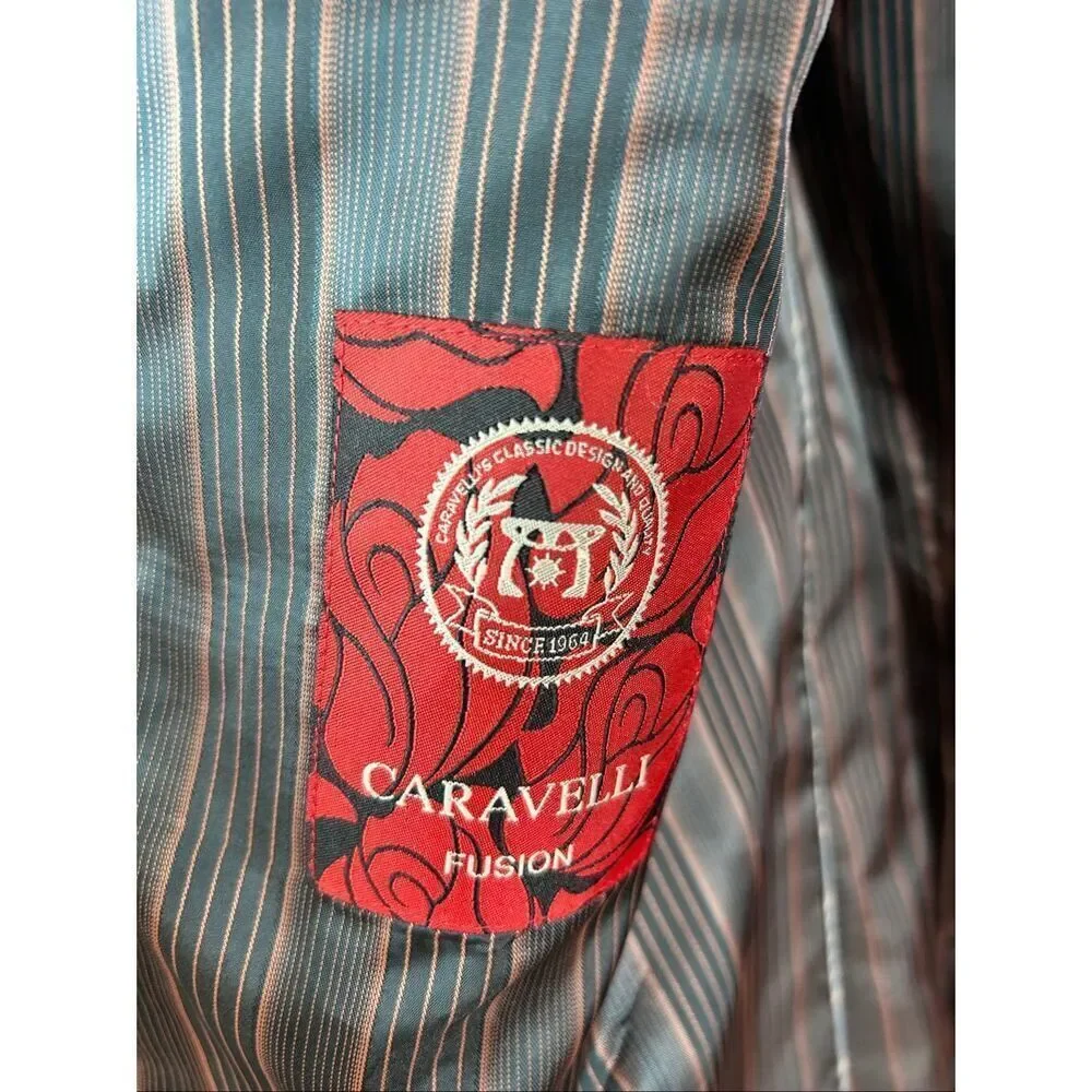 Caravelli Navy Blue Suite 60L 56W Jacket and Pants Small Hole in back of leg as
